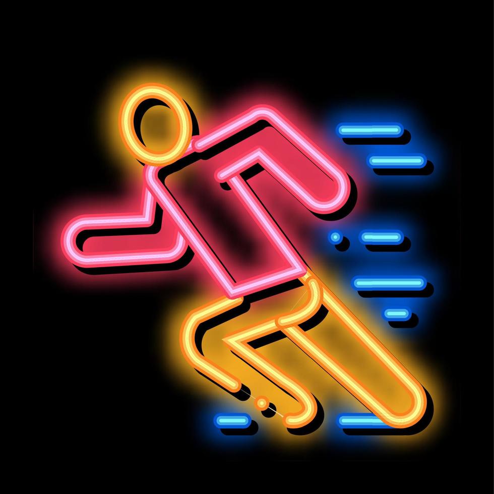 Man in Running Action neon glow icon illustration vector
