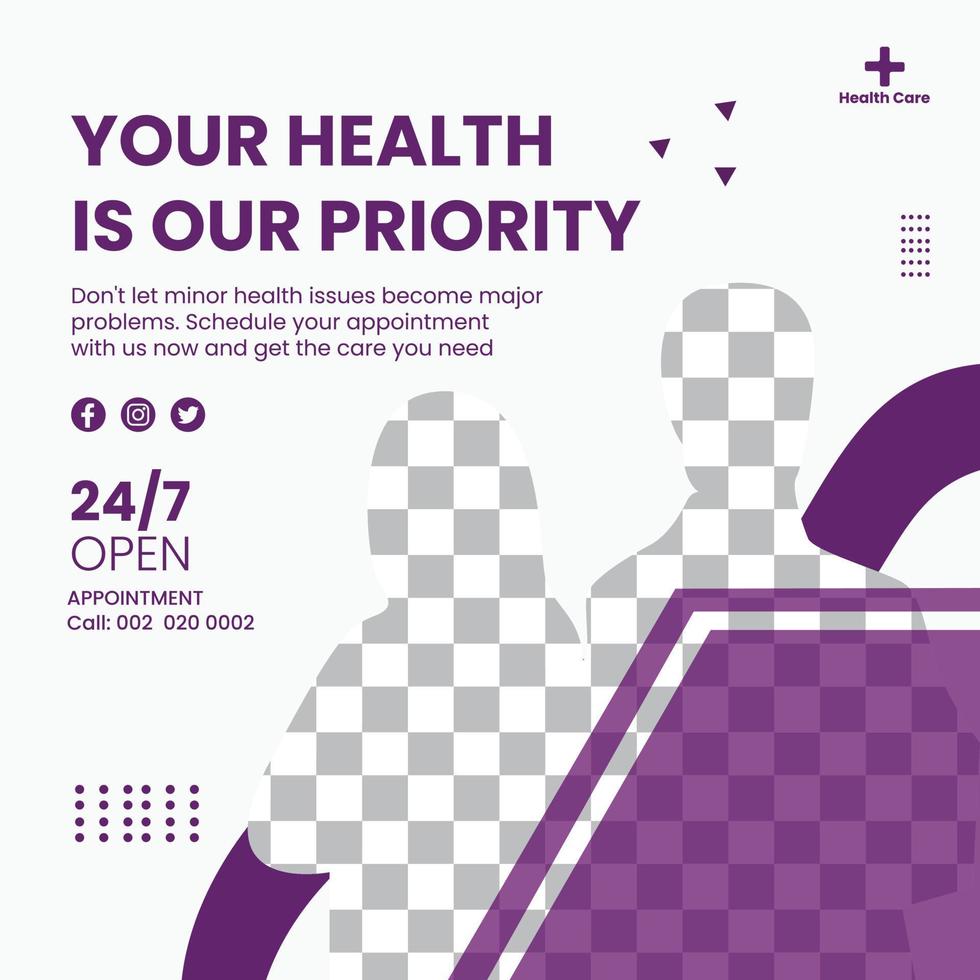 Medical healthcare flyer Instagram post vector template