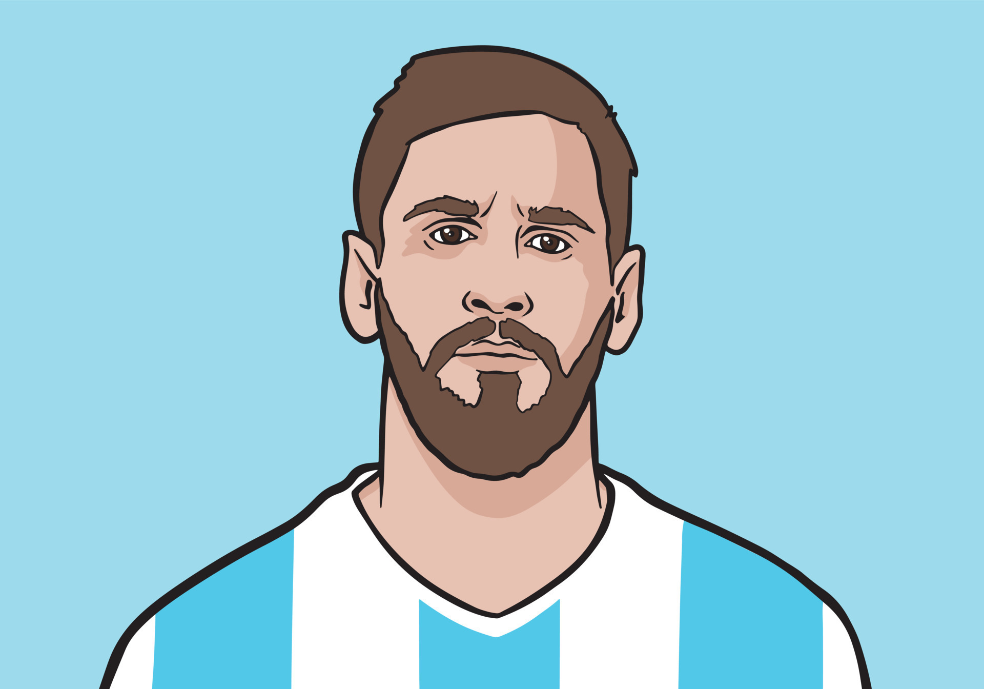 Argentinean footballer Paris Saint Germain Leo Messi. Vector portrait 