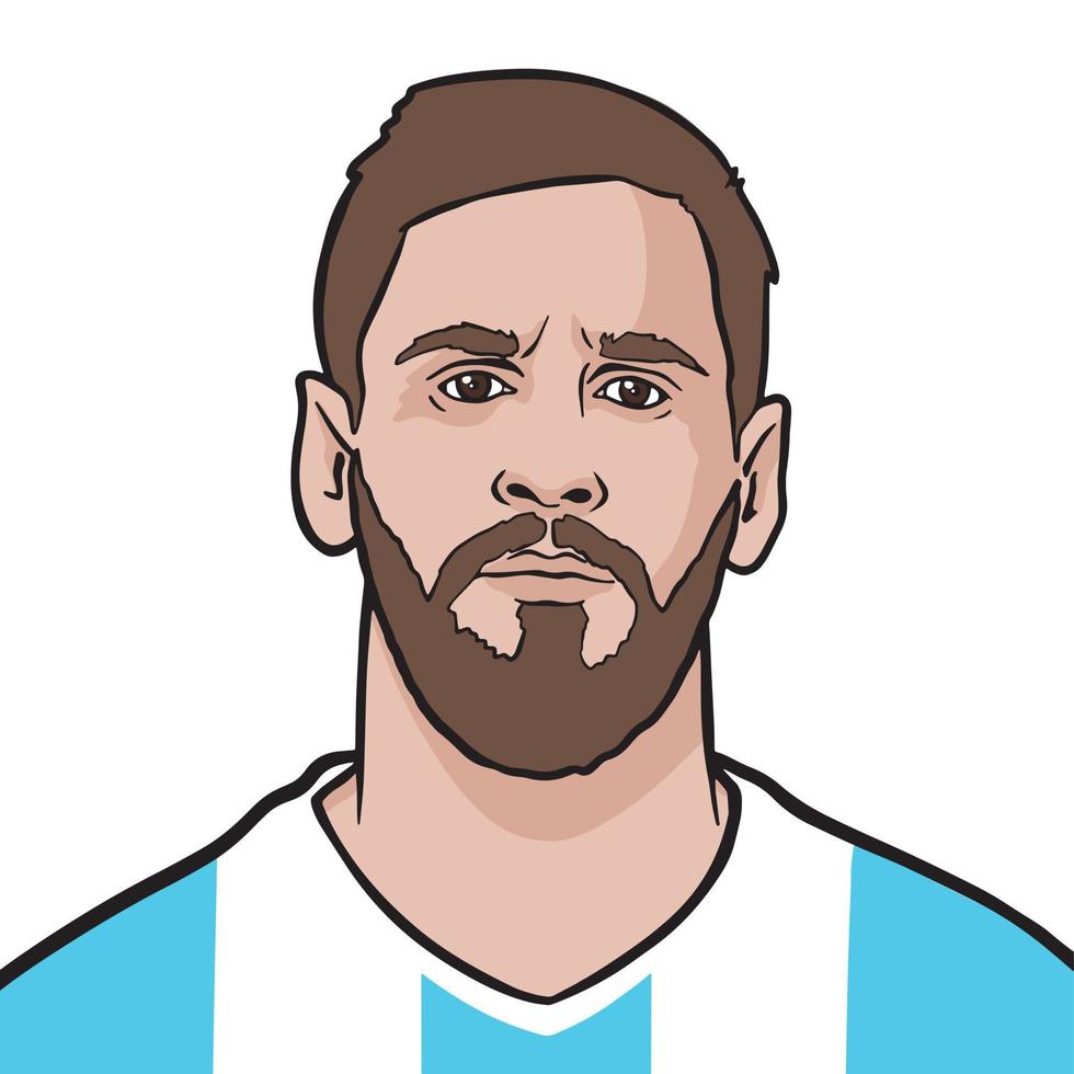 Argentinean footballer Paris Saint Germain Leo Messi. Vector portrait illustration