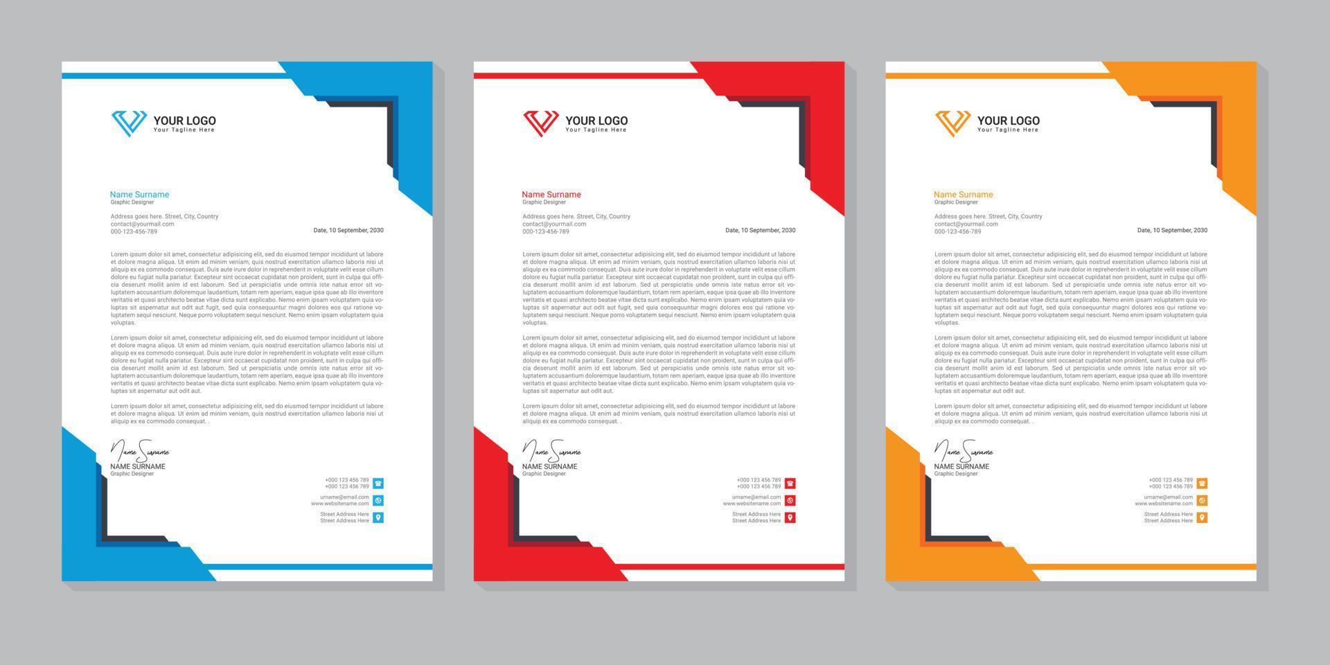 Vector modern company letterhead design