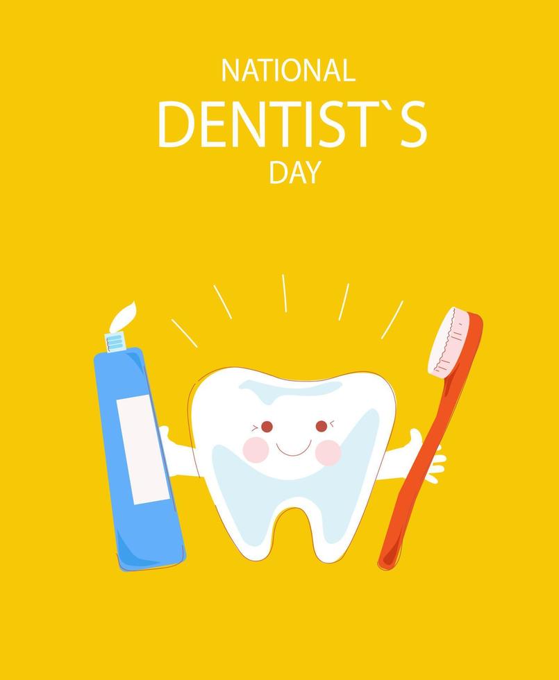 National dentist day horizontal banner.Vector doodle cartoon illustration. vector