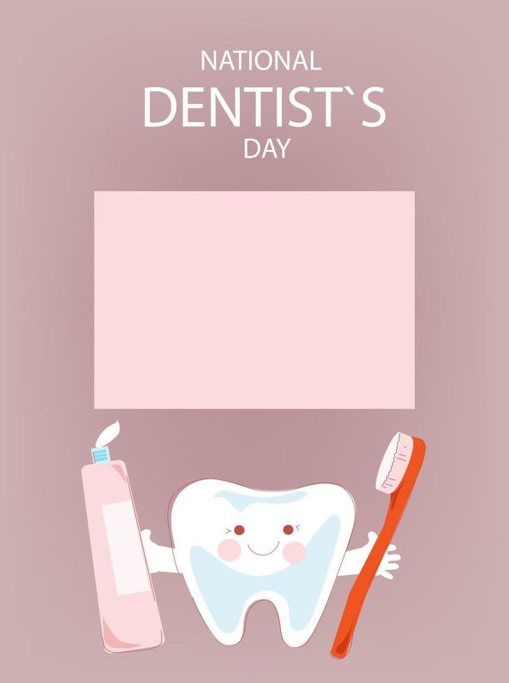 National dentist day horizontal banner.Vector doodle cartoon illustration. vector