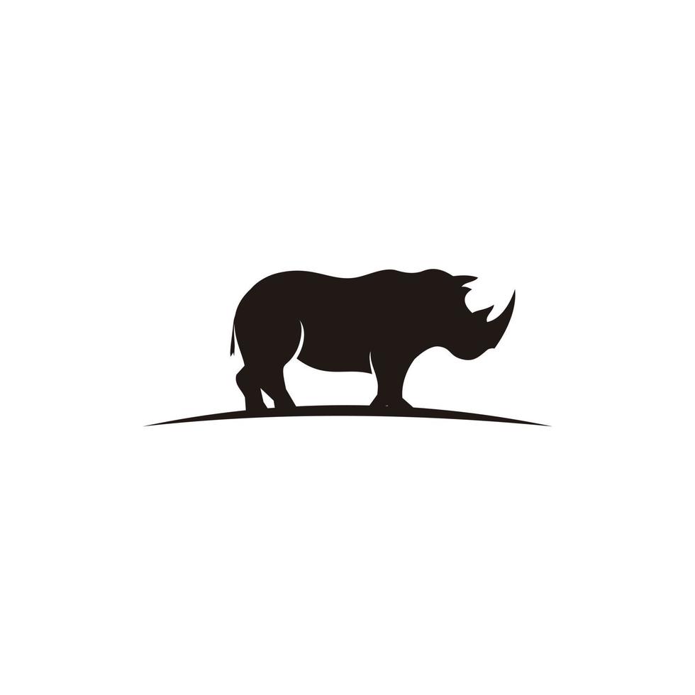 Ilustración de diseño de logotipo de icono de silueta de animal salvaje de rinoceronte vector