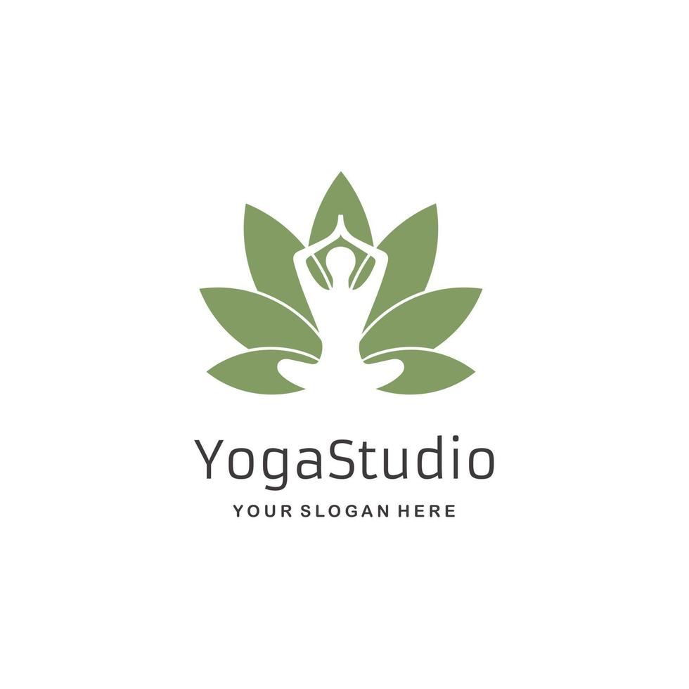 Yoga studio silhouette icon logo. Flat lotus design isolated illustration vector