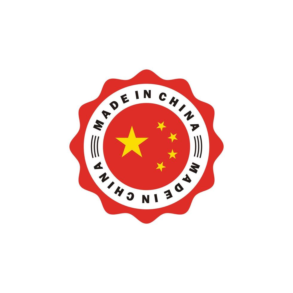 hecho en etiquetas de china, icono, pegatina con diseño de plantilla de ilustración de vector de bandera de china