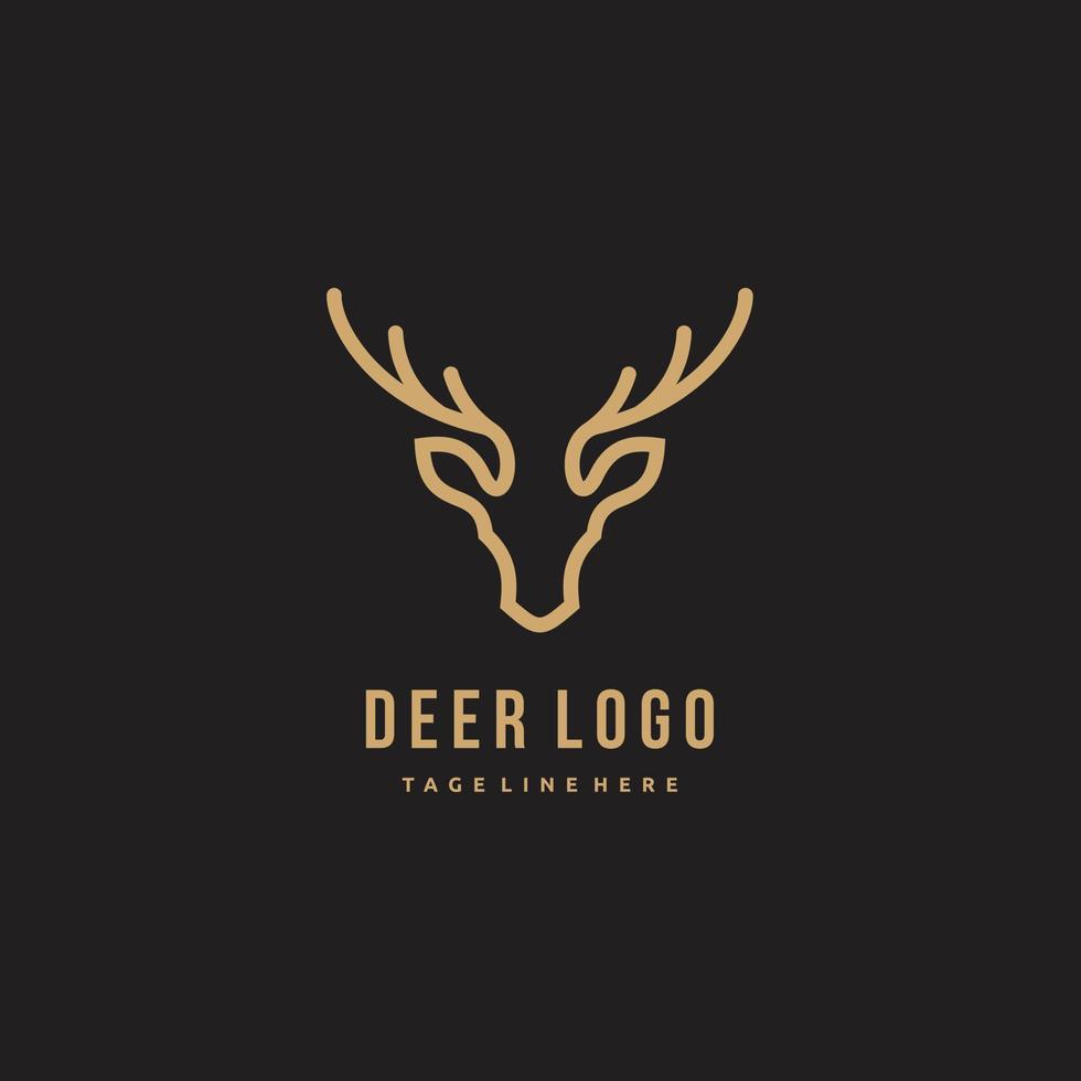 cabeza de ciervo vector diseño de logotipo animal salvaje con cuernos calidad elegante lujo, ilustraciones modernas y minimalistas en estilo de arte lineal de un arte de signos gráficos