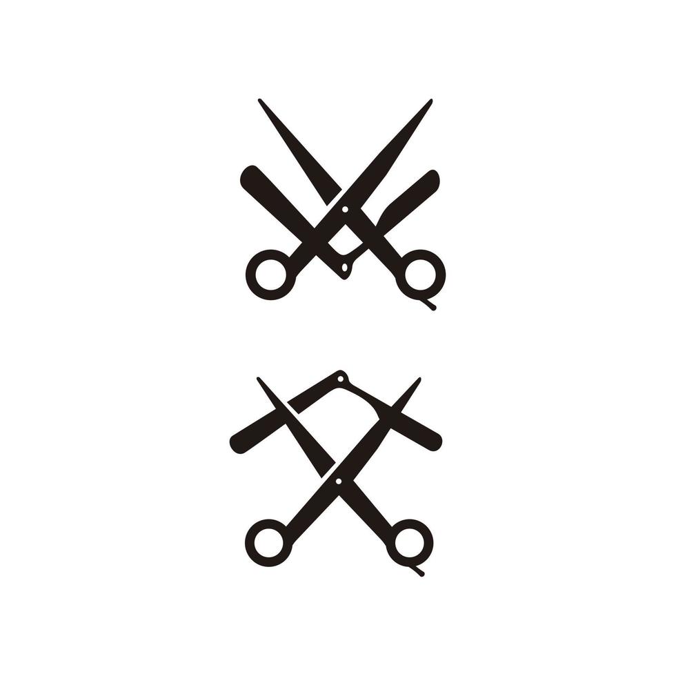 tijeras barbería icono logo vector diseño sobre fondo blanco