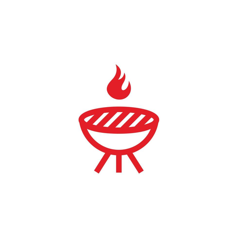 icono del logotipo del vector de barbacoa. barbacoa cartel rojo sobre fondo blanco. icono de barbacoa para web y aplicación