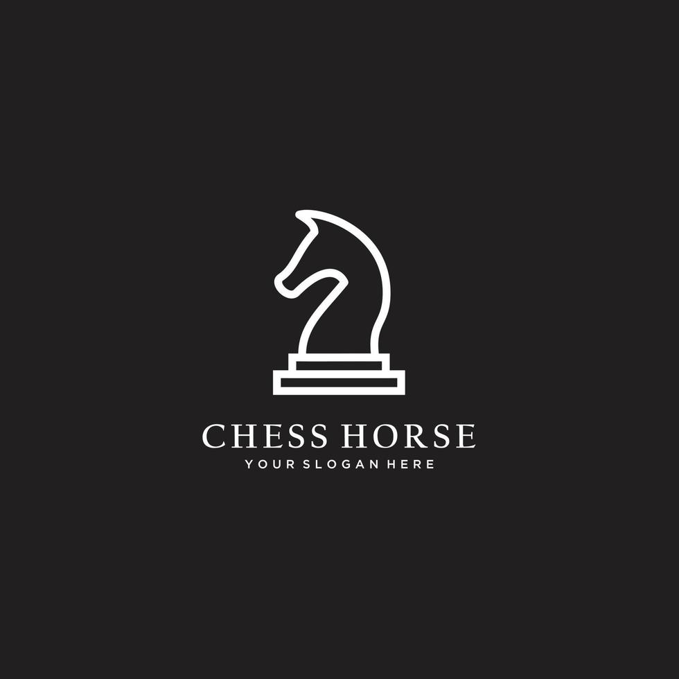 Minimalist Chess Knight Horse Stallion line art logo design vector