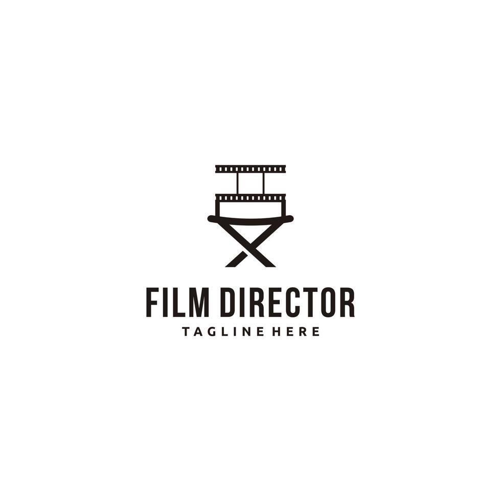 icono de silla de cine de director de logotipo aislado sobre fondo blanco. diseño de logotipo creativo para cine, cine, director, compañía de televisión vector