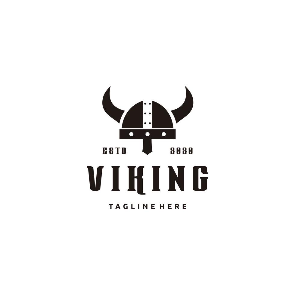 Ilustración de icono de diseño de logotipo de casco de armadura vikinga vector