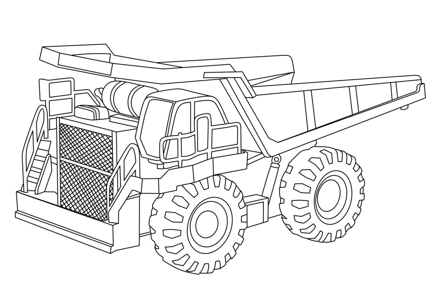 arte de línea vectorial de camión volquete vector