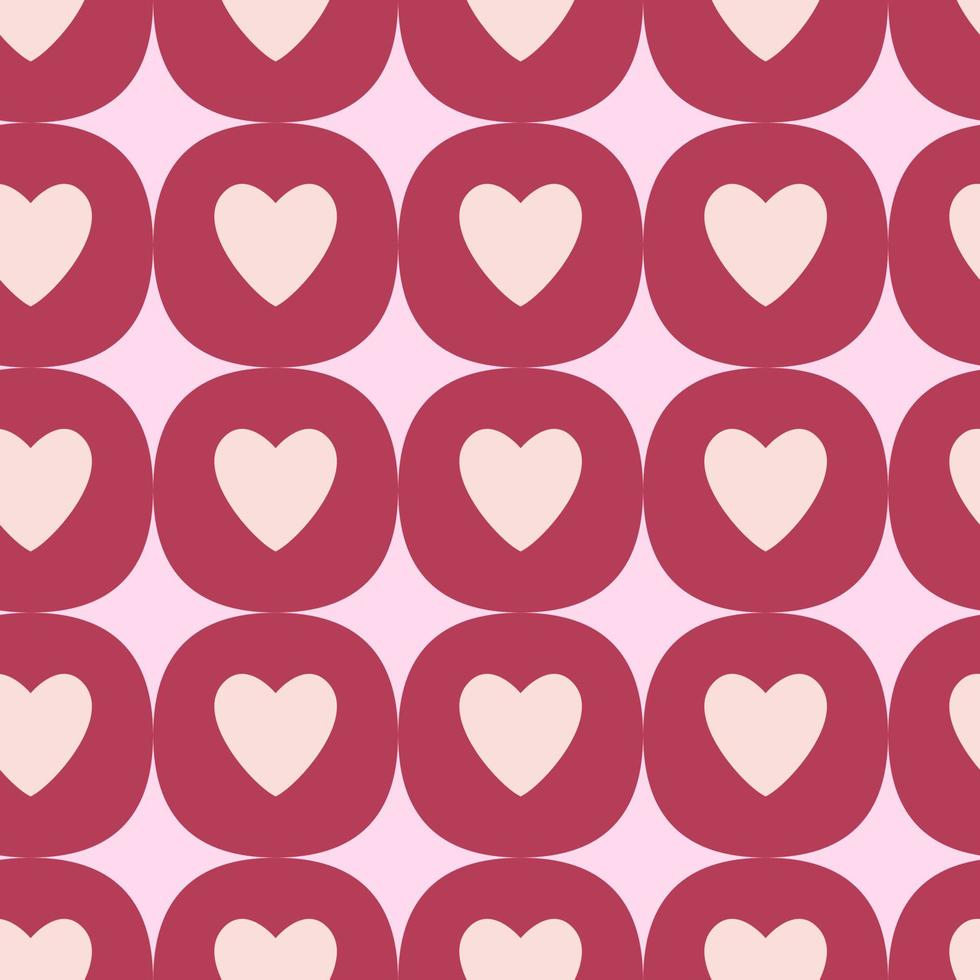 Seamless pink valentines background hearts vector pattern • wall