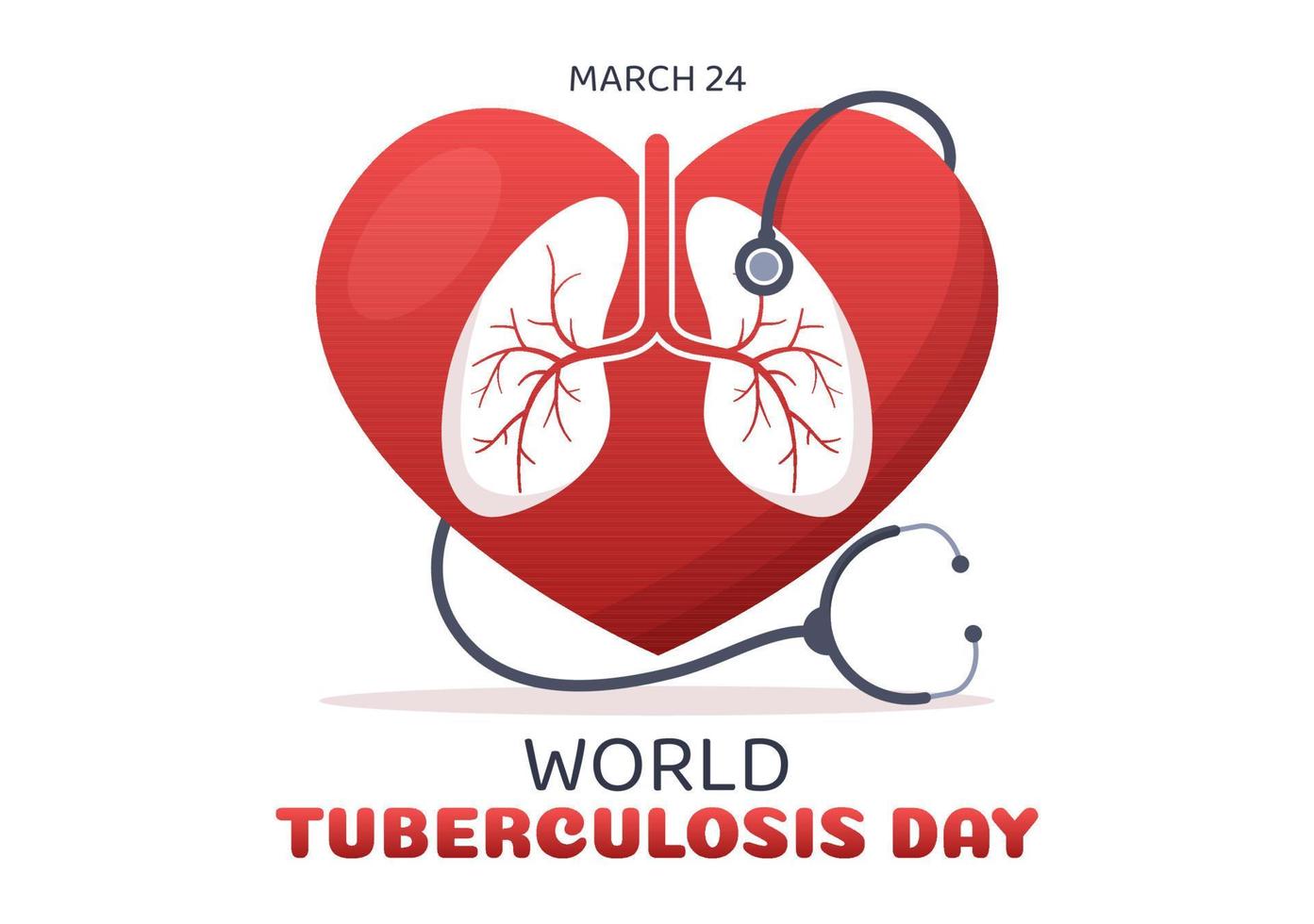 ilustración del día mundial de la tuberculosis el 24 de marzo con imágenes de los pulmones y la inspección de órganos en plantillas de página de inicio dibujadas a mano de dibujos animados planos vector