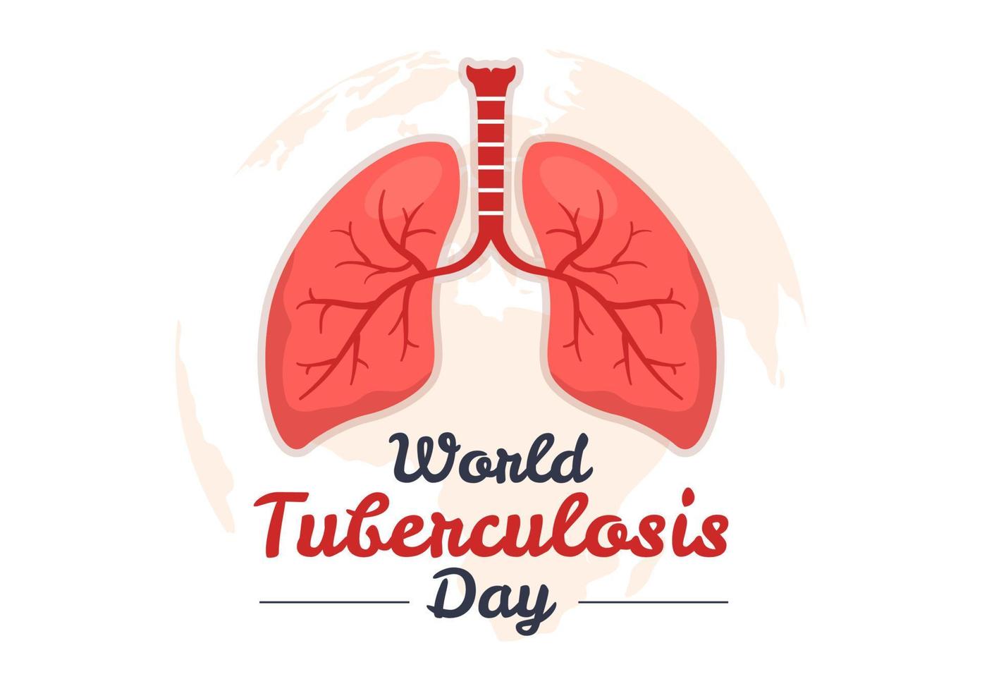 World Tuberculosis Day on March 24 Illustration with Pictures of the Lungs and Organ Inspection in Flat Cartoon Hand Drawn Landing Page Templates vector