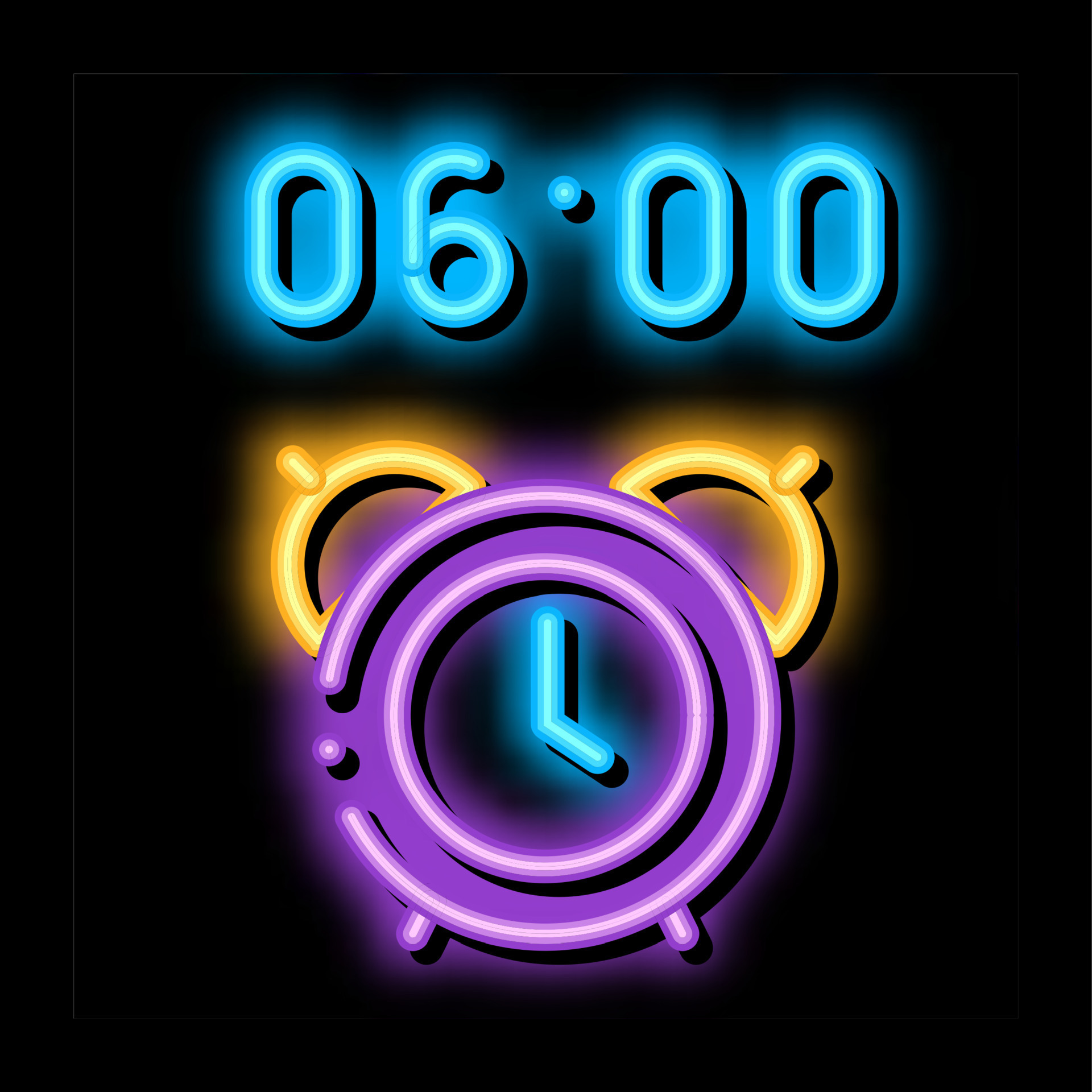 Alarm Clock Time neon glow icon illustration 19480640 Vector Art at