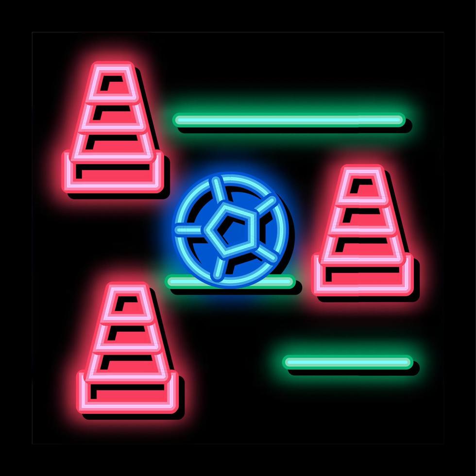 Ball And Training Cones neon glow icon illustration vector