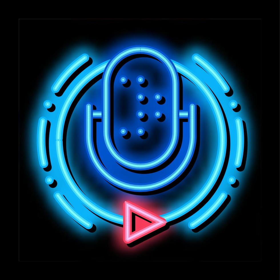 Broadcasting Microphone neon glow icon illustration vector