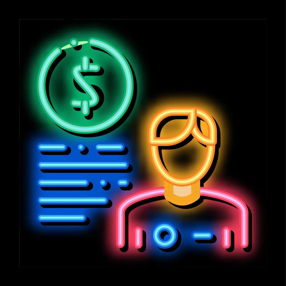 Soccer Player And Coin neon glow icon illustration vector