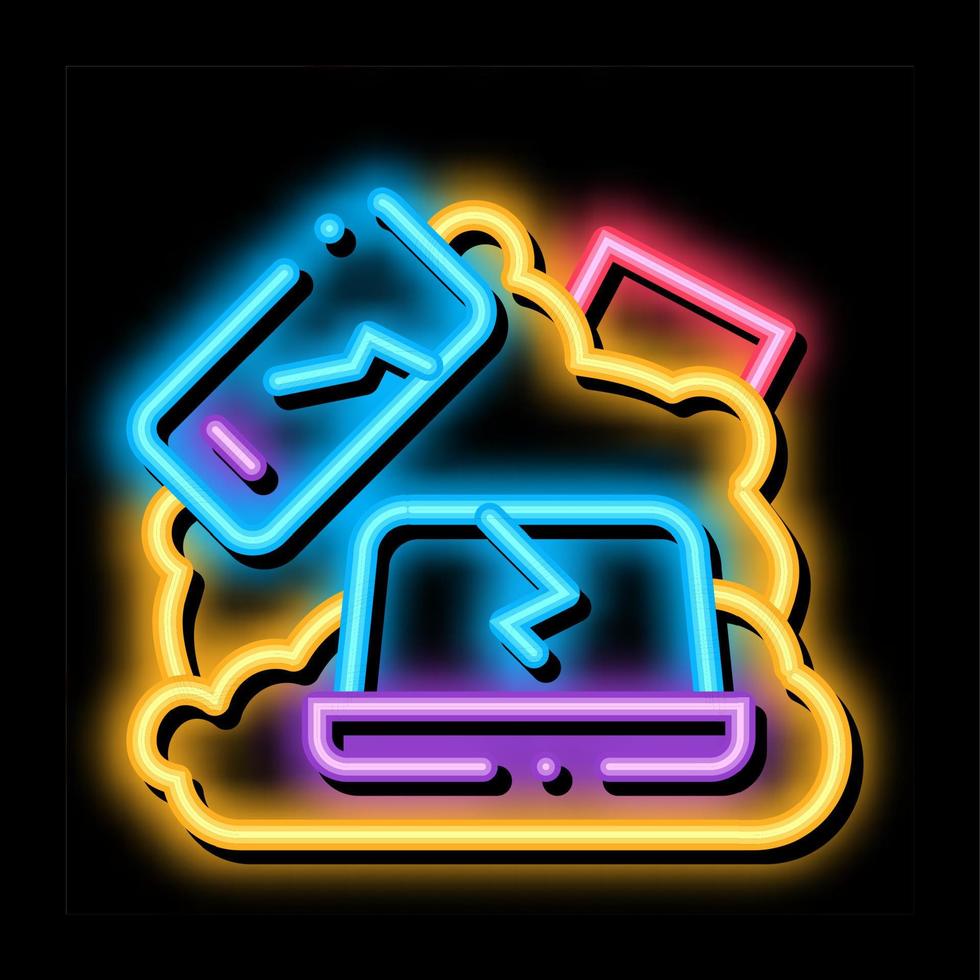 Broken Devices neon glow icon illustration vector