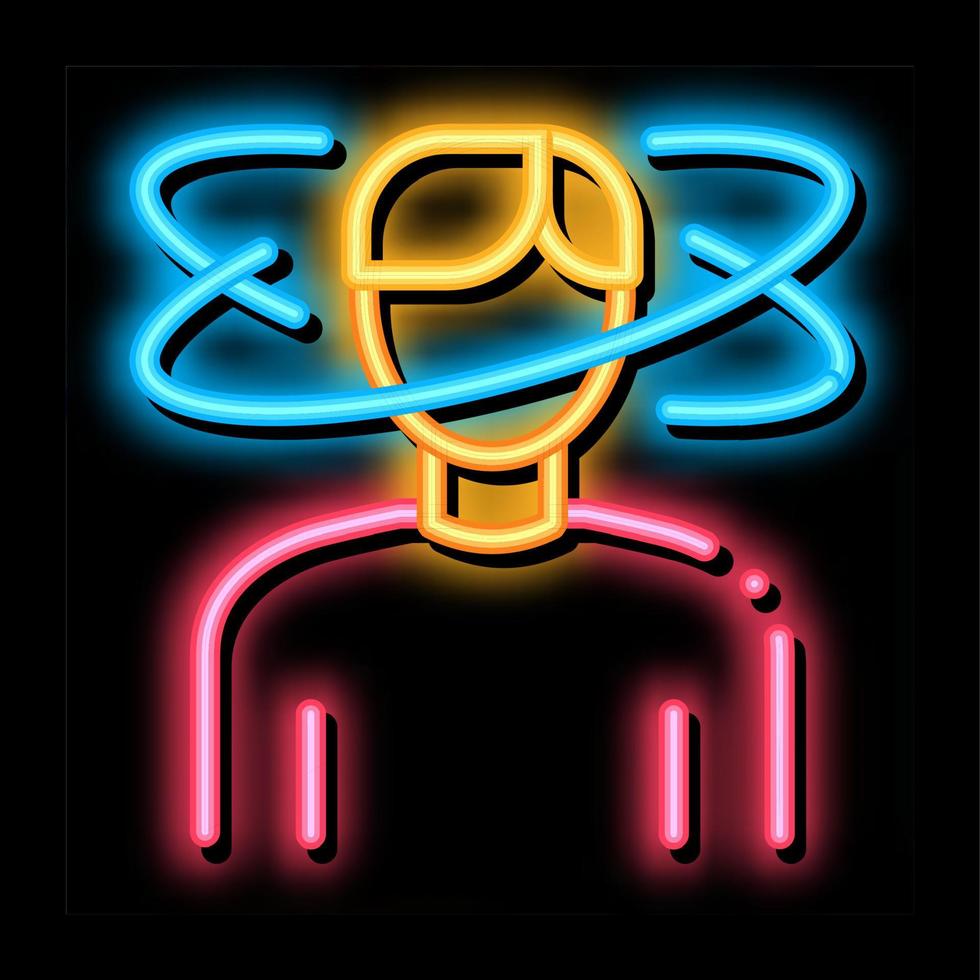 Man Dizziness neon glow icon illustration vector