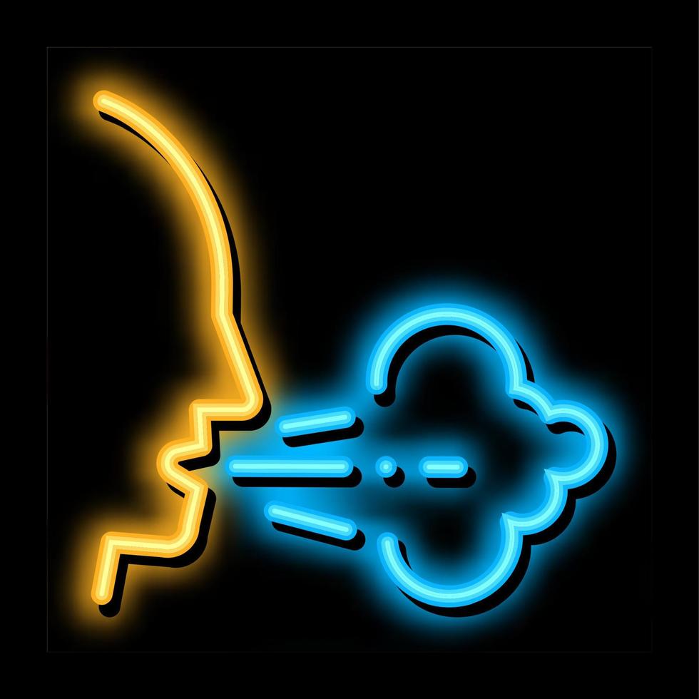 Human Coughing neon glow icon illustration vector