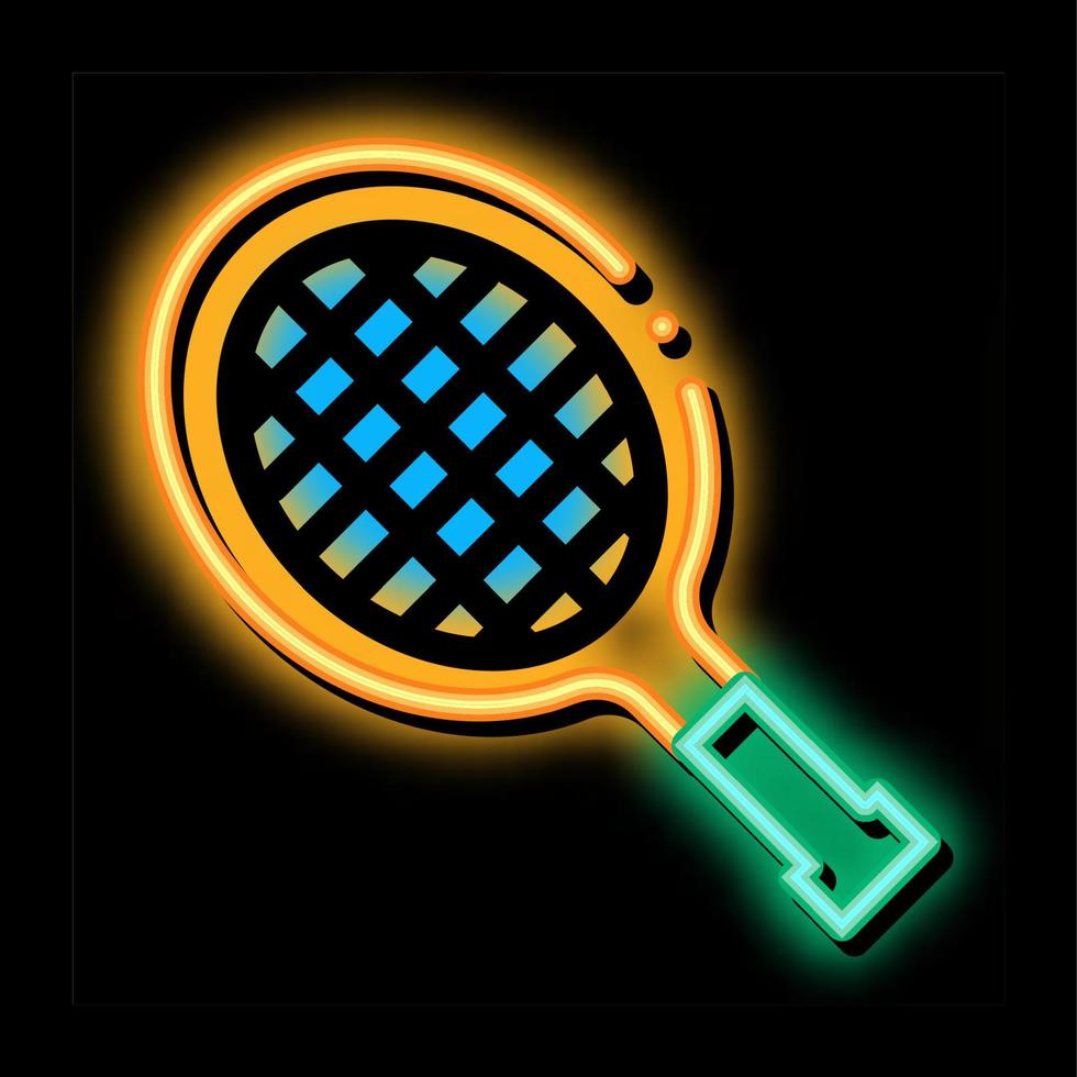 ilustración de icono de brillo de neón de raqueta de tenis vector