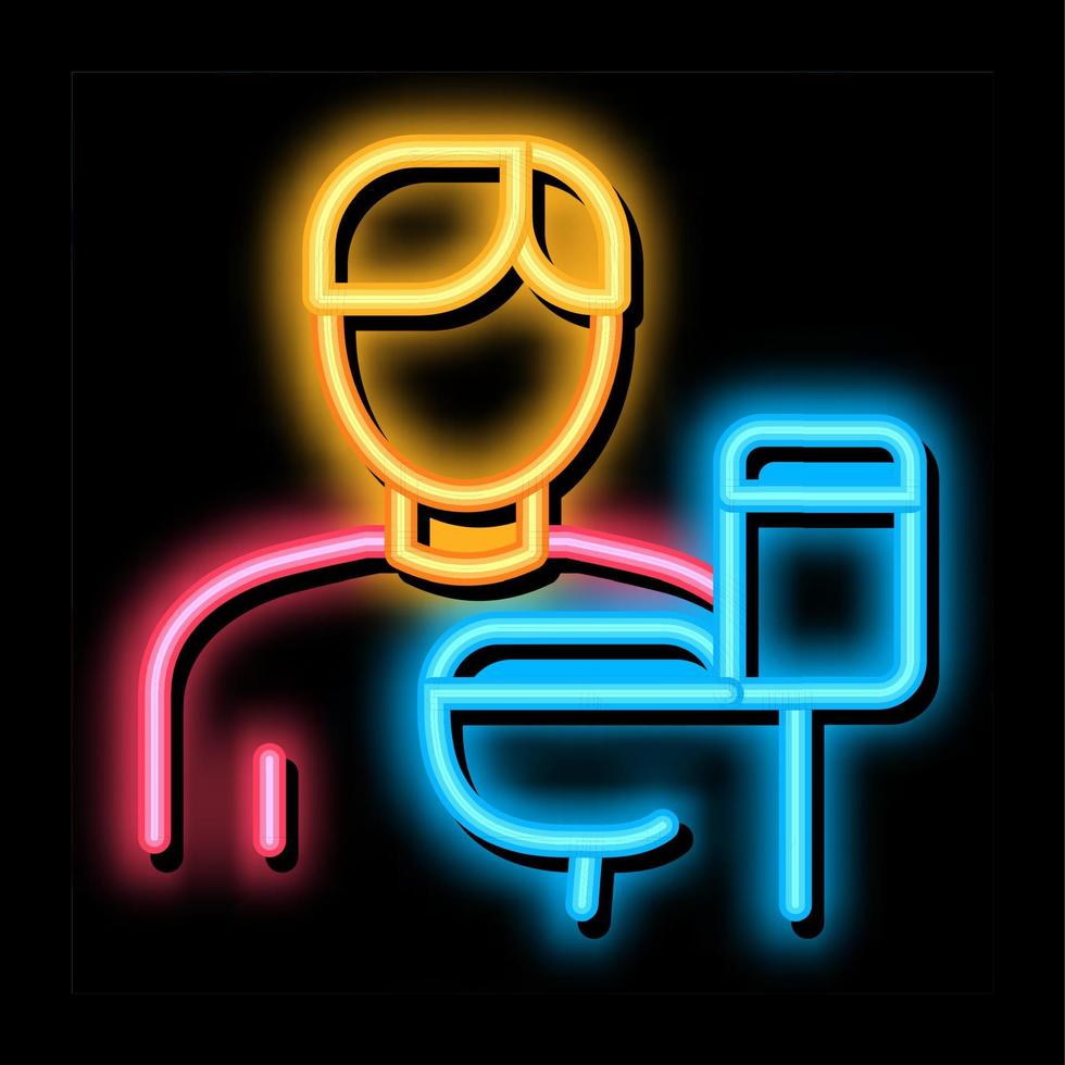 ilustración de icono de resplandor de neón de hombre y baño vector