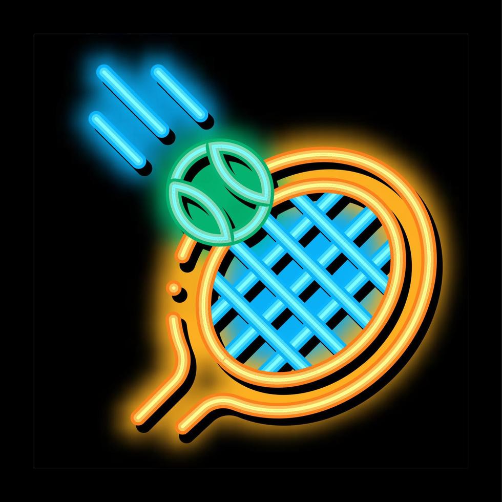 Racket Hits Ball neon glow icon illustration vector