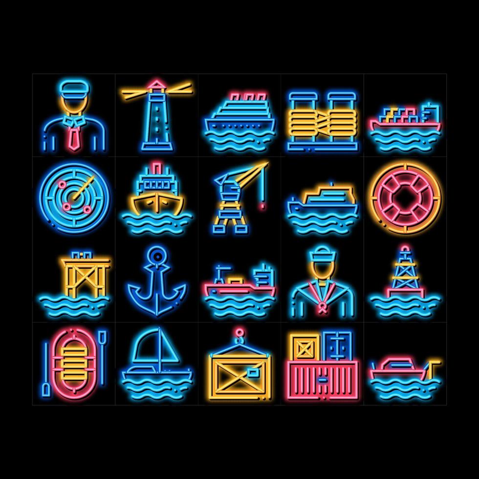 Marine Port Transport neon glow icon illustration vector