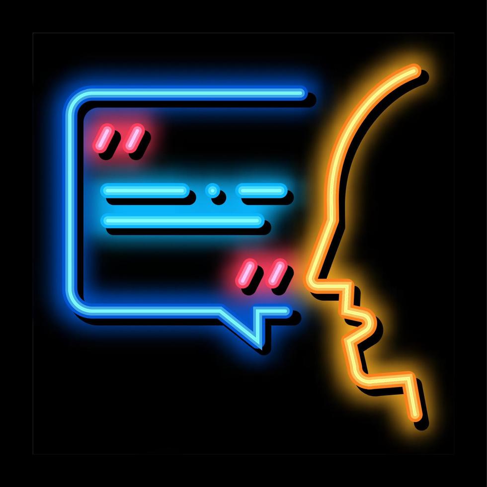 Human Speaking neon glow icon illustration vector