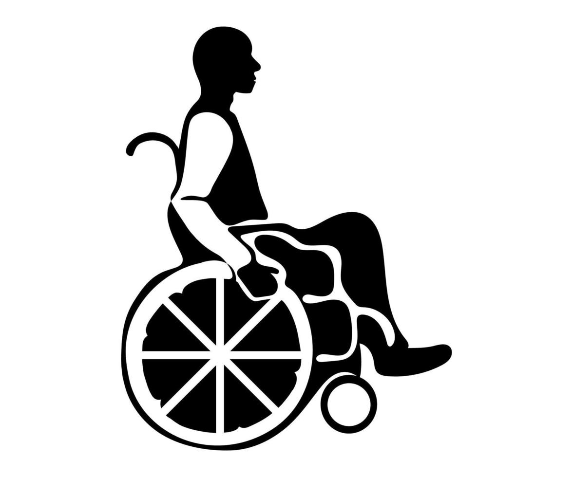 black and white logo of a man on a medical wheelchair vector