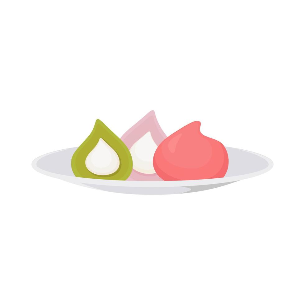 Wagashi, mochi, rice cake, traditional japanese dessert vector