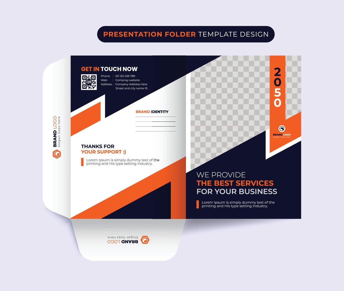 Corporate business company presentation folder brochure cover template layout design vector