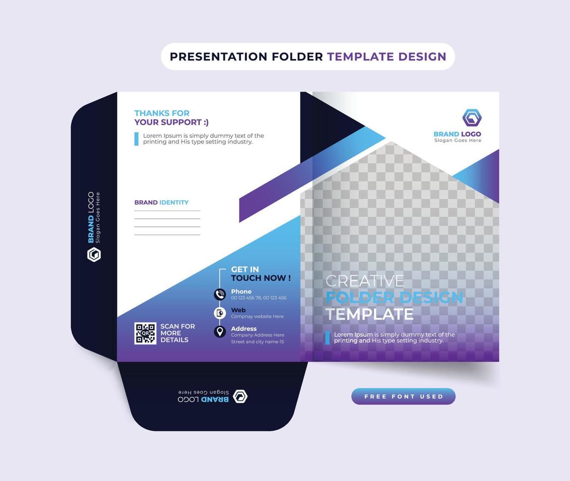 Corporate business company presentation folder brochure cover template layout design vector