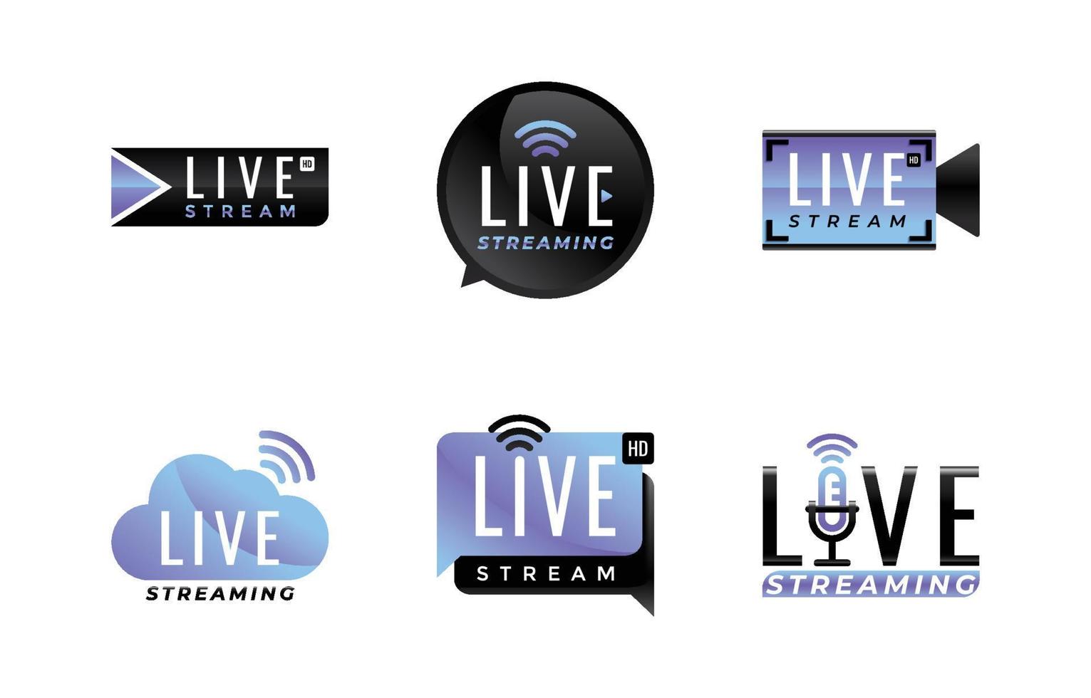 conjunto de insignias de logotipo de transmisión en vivo general vector