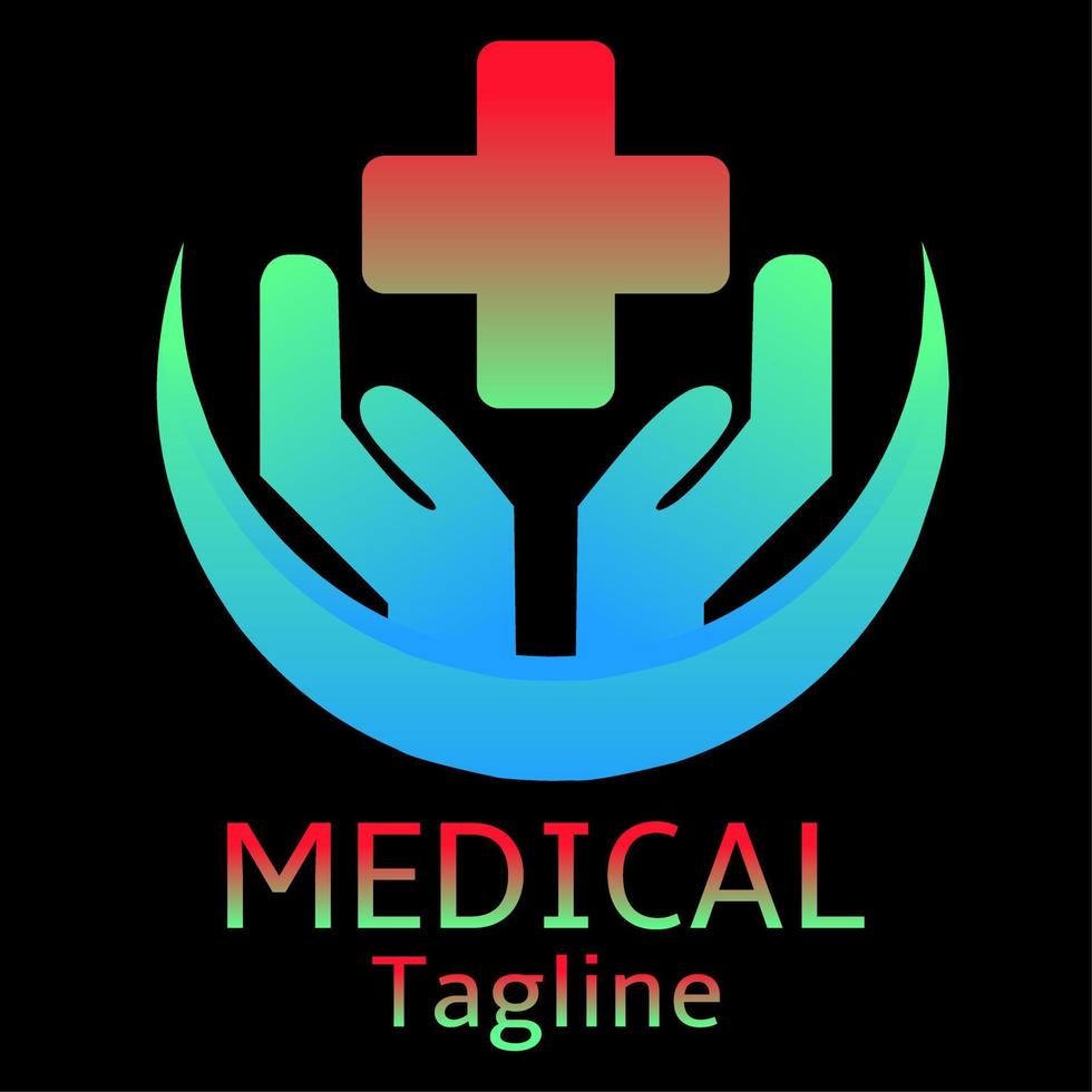 icono de símbolo de logotipo de atención médica de diseño moderno. más signo de salud y logotipo para el cuidado de las manos. vector de logotipo de cuidado de manos de color azul y verde. clínica saludable hospital farmacia icono vector