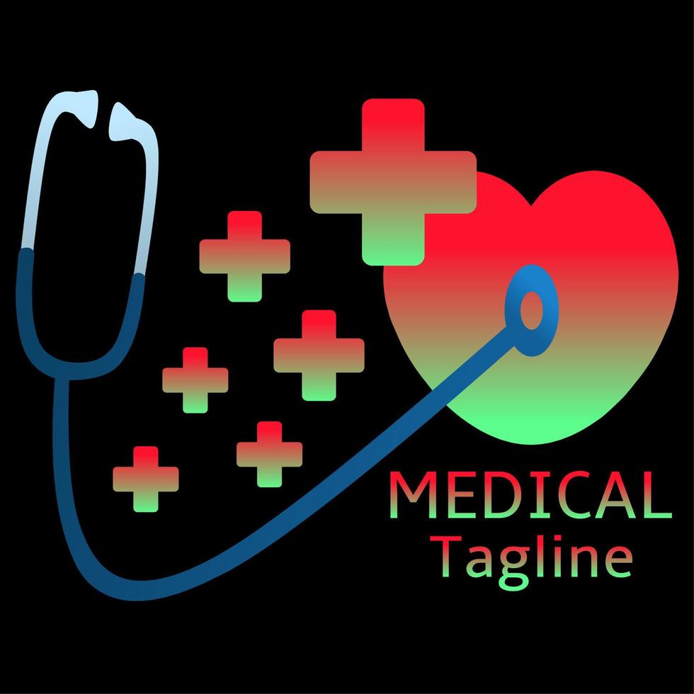 Medical stethoscope logo symbol icon modern design. Stethoscope and heart with plus health sign logo. Red and green color stethoscope healthy logo vector. Clinic doctor icon vector