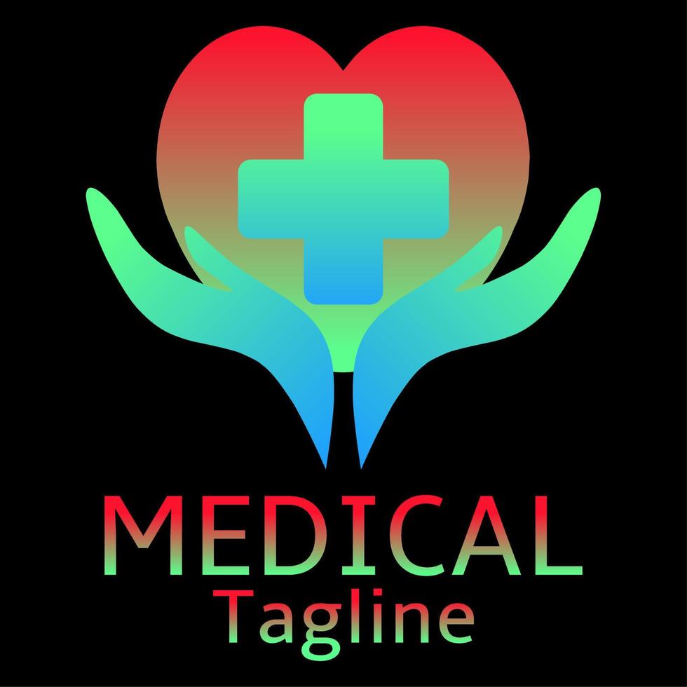 icono de símbolo de logotipo de atención médica de diseño moderno. además de signo de salud y corazón con logotipo de cuidado de manos. vector de logotipo de cuidado de manos de color azul y verde. vector de símbolo de farmacia de clínica saludable