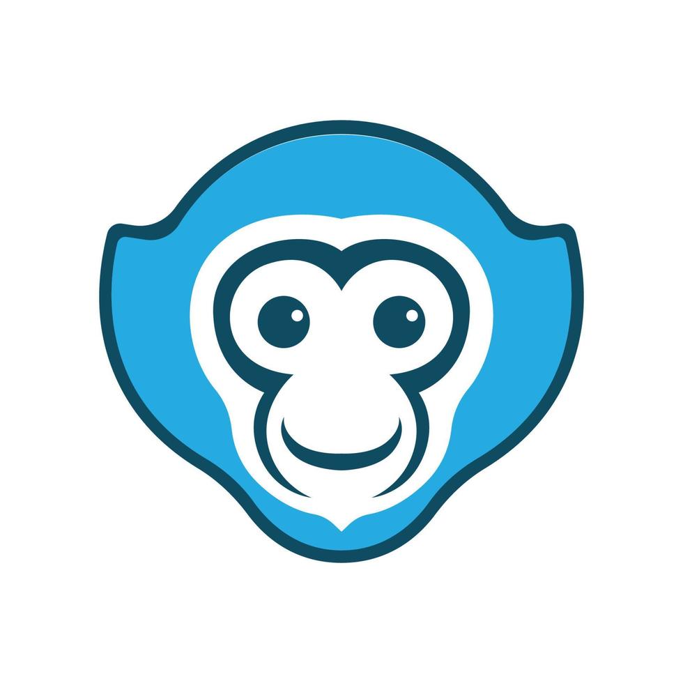 34ss.epscapuchin monkeys head blue logo  vector illustration