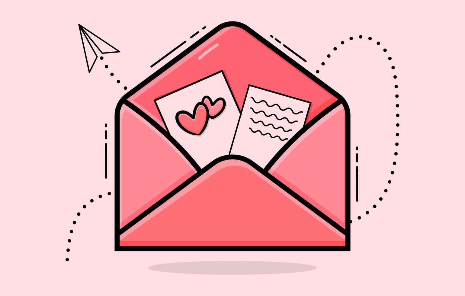 Envelopes with hearts illustration free, Envelope with papers and a heart vector, love letter illustration,  heart in an envelope vector