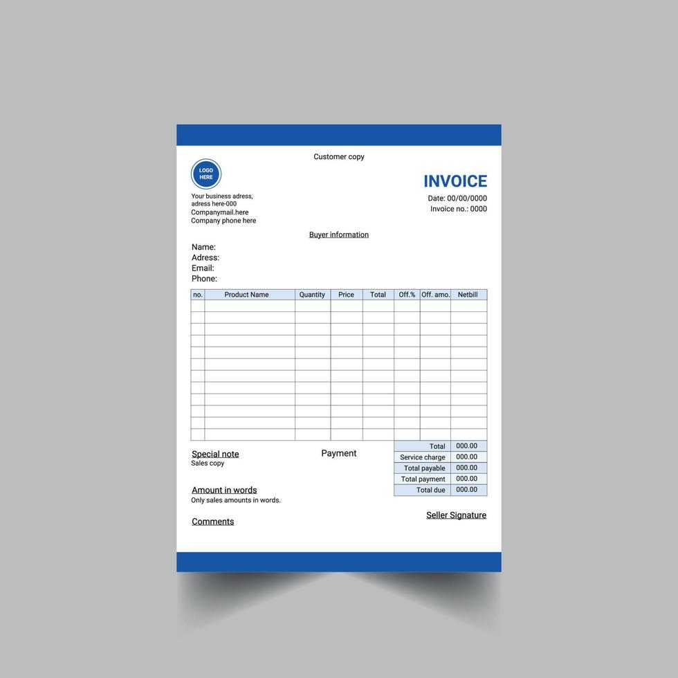 Web online invoice template vector