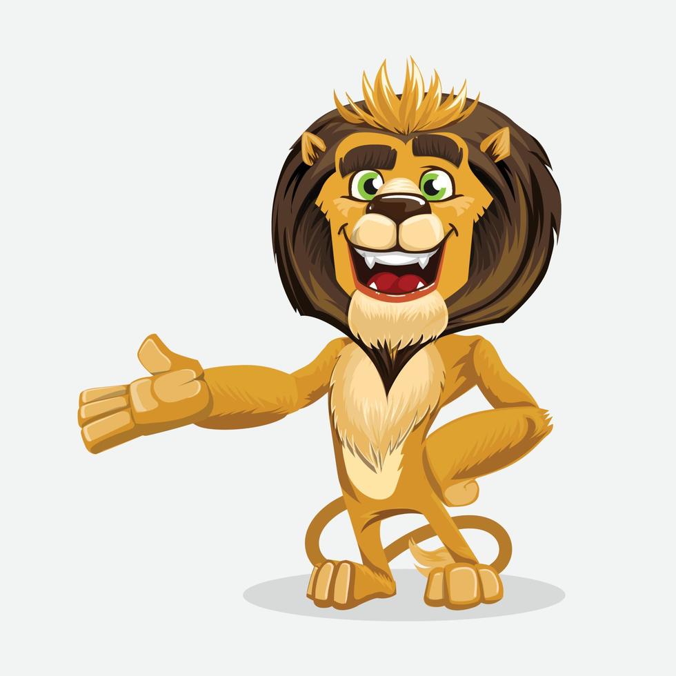 lindo cartón león divertido personaje vector ilustración.
