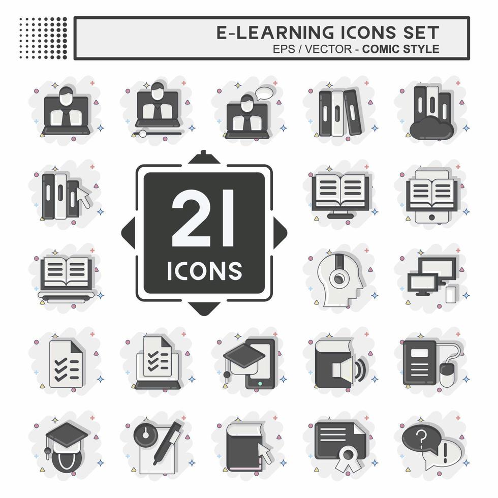 conjunto de iconos de aprendizaje electrónico. relacionado con el símbolo de la educación. estilo cómico diseño simple editable. ilustración sencilla vector