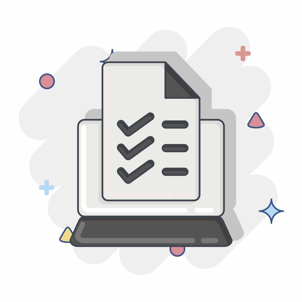 Icon Onlie Test. related to Education symbol. Comic Style. simple design editable. simple illustration vector