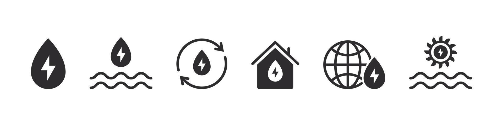 Water renewable energy icons. Ecology and Energy web icons. Water energy. Vector illustration