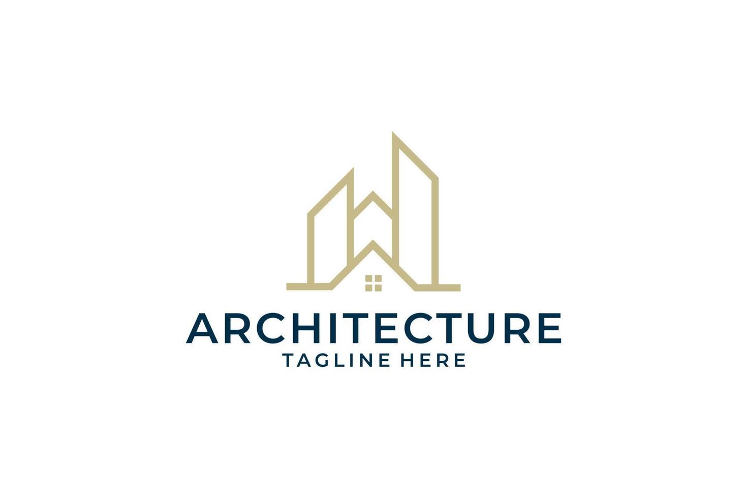 diseño de logotipo inmobiliario de arquitectura con concepto de arte lineal vector