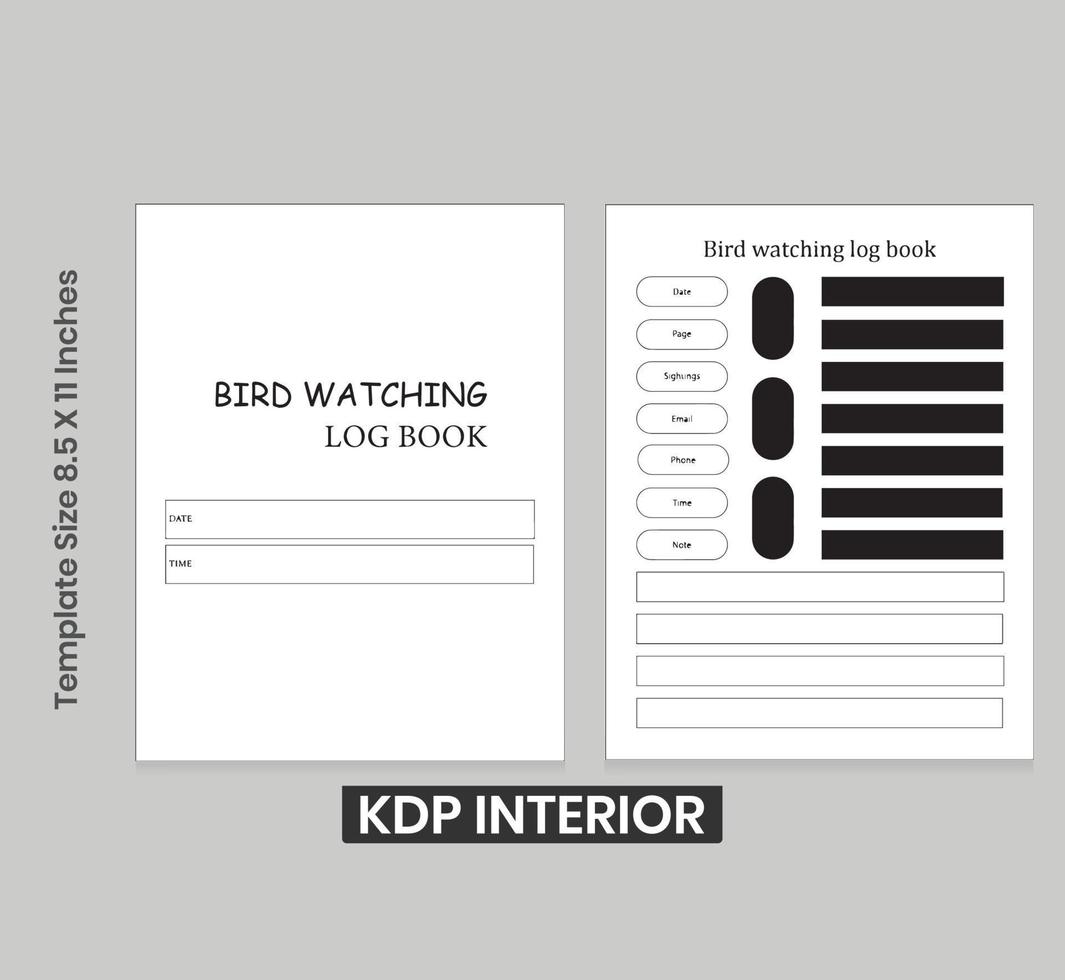 diario de avistamiento de aves kdp interior vector