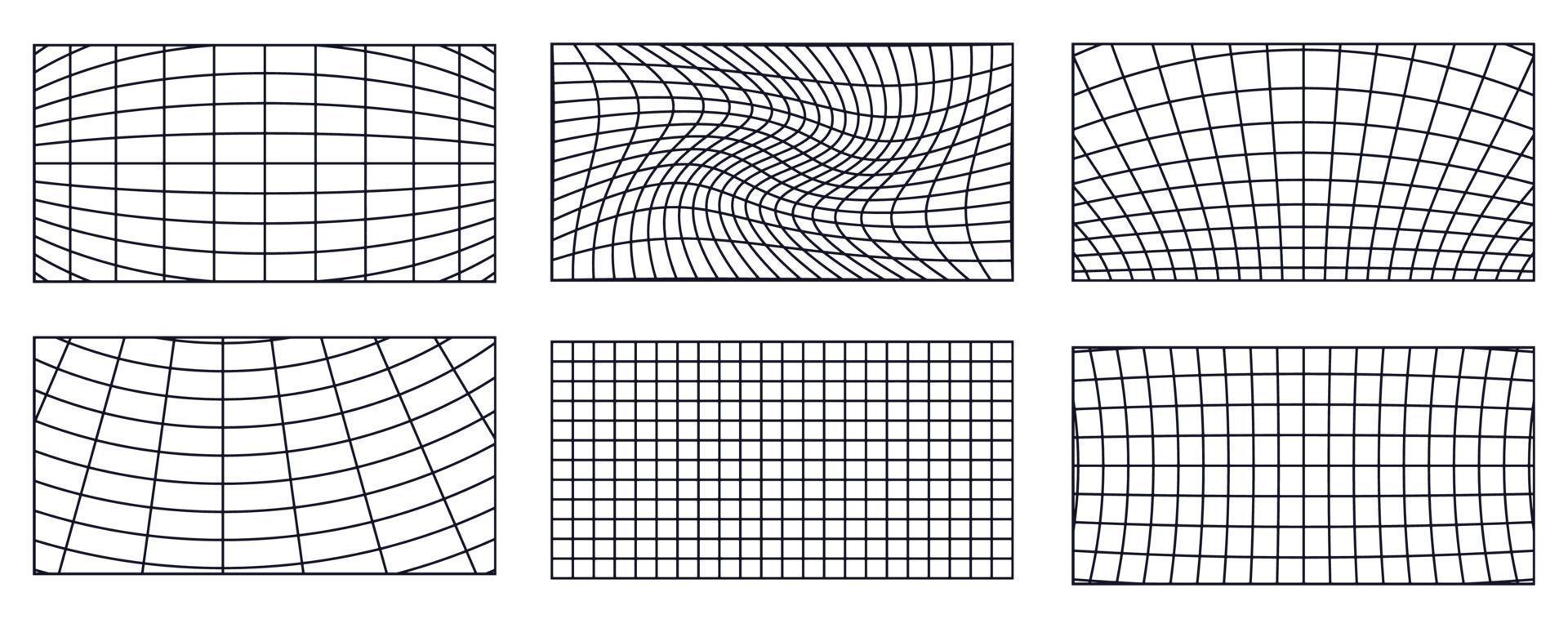 set of grid line abstract wave texture vector
